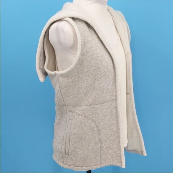 Talbots Gray Sweatshirt Vest Open Front Zip Hood size M - Picture 5 of 9